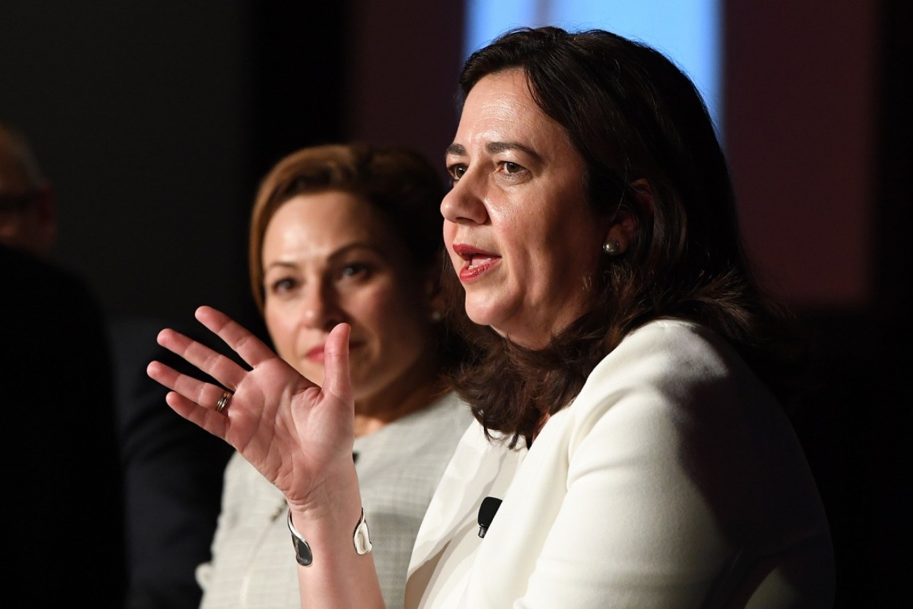 Premier Annastacia Palaszczuk and Treasurer Jackie Trad are pictured on Wednesday.
