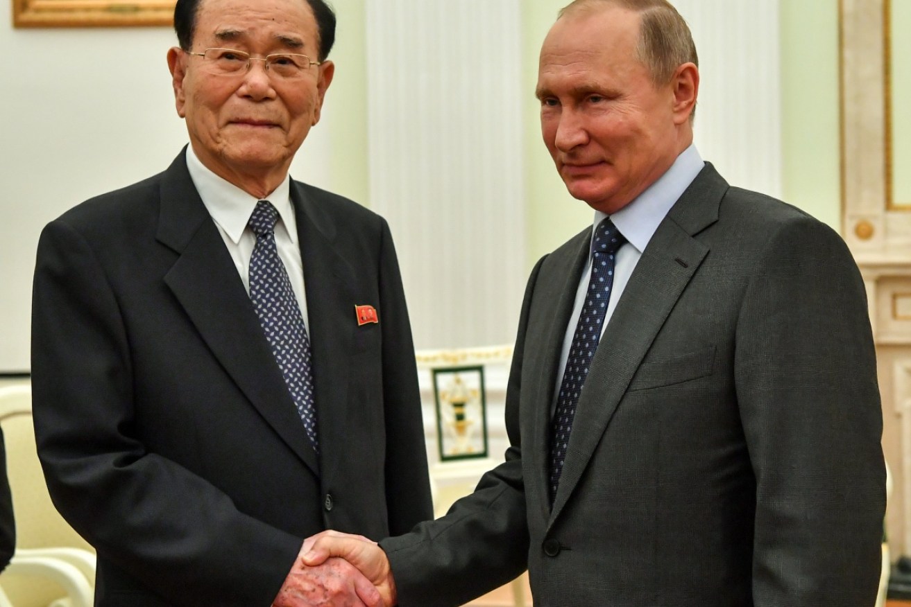Vladimir Putin met with North Korean official Kim Yong-nam on Thursday.
