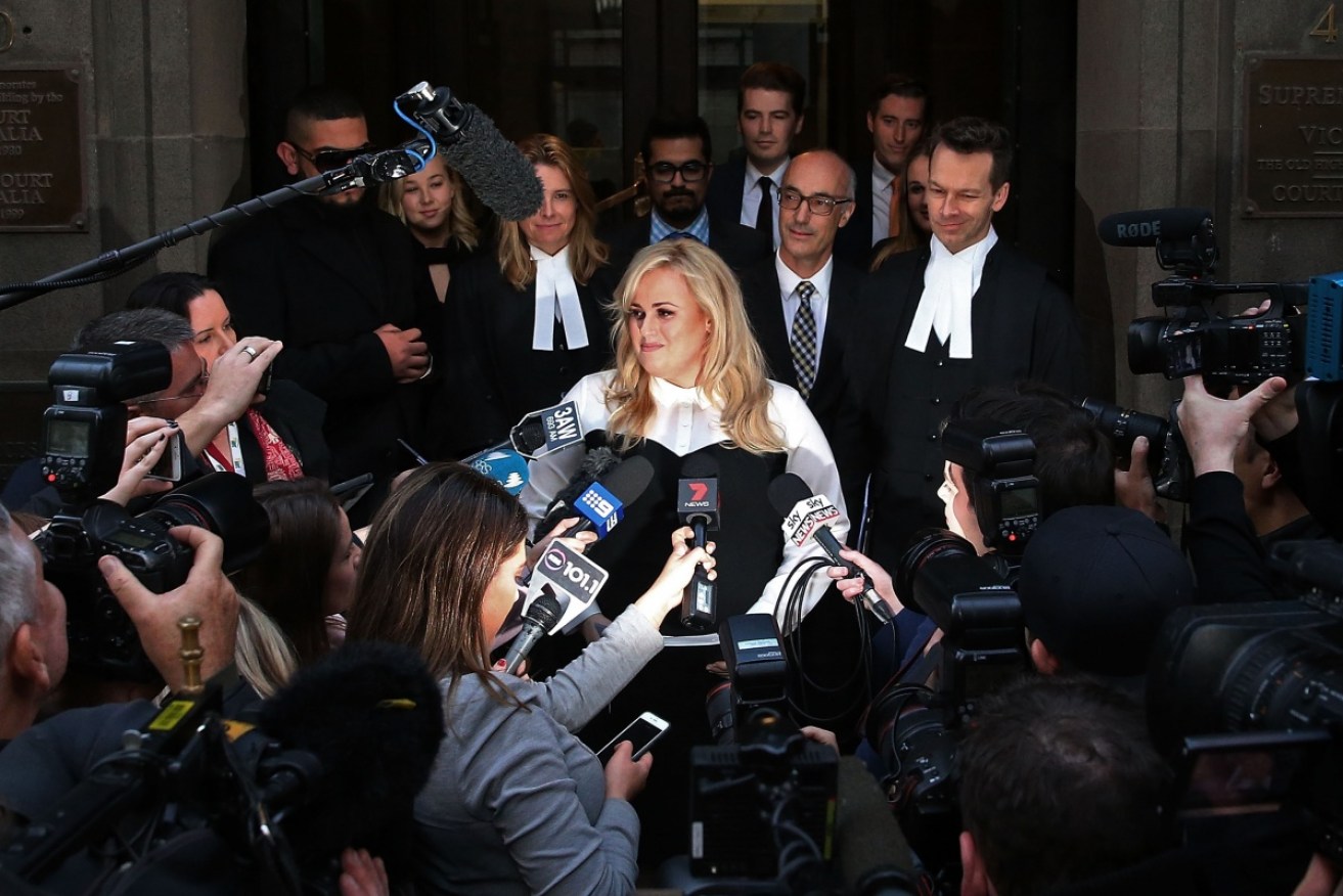 Rebel Wilson on June 15, 2017 after a jury in a three-week Victorian Supreme Court trial unanimously found in her favour.