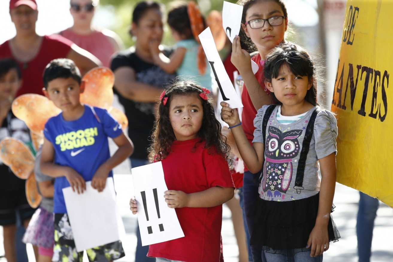 Children at a migrant  family separation protest in Phoenix, Arizona, on Monday.