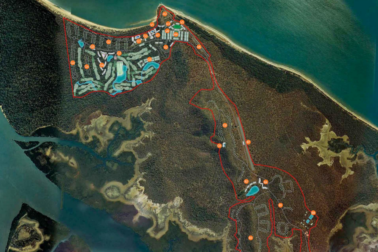A map of the proposed Pacificus resort on Hummock Hill Island.