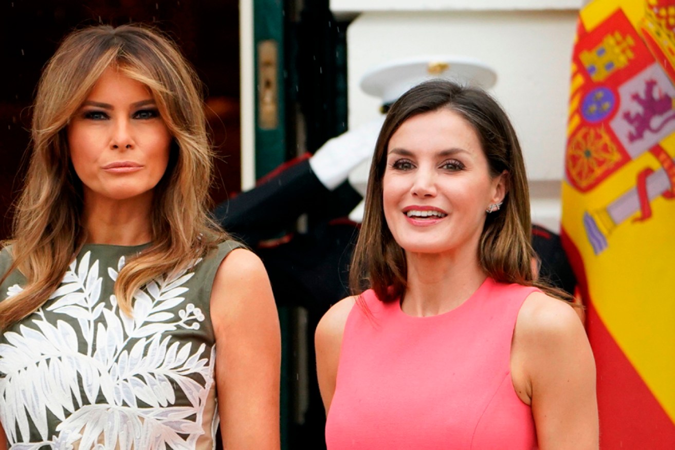 US first lady Melania Trump and Spain's Queen Letizia at the White House on June 19.
