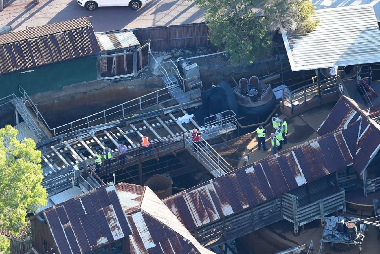Two rafts collided on the Thunder River Rapids ride, killing four people.
