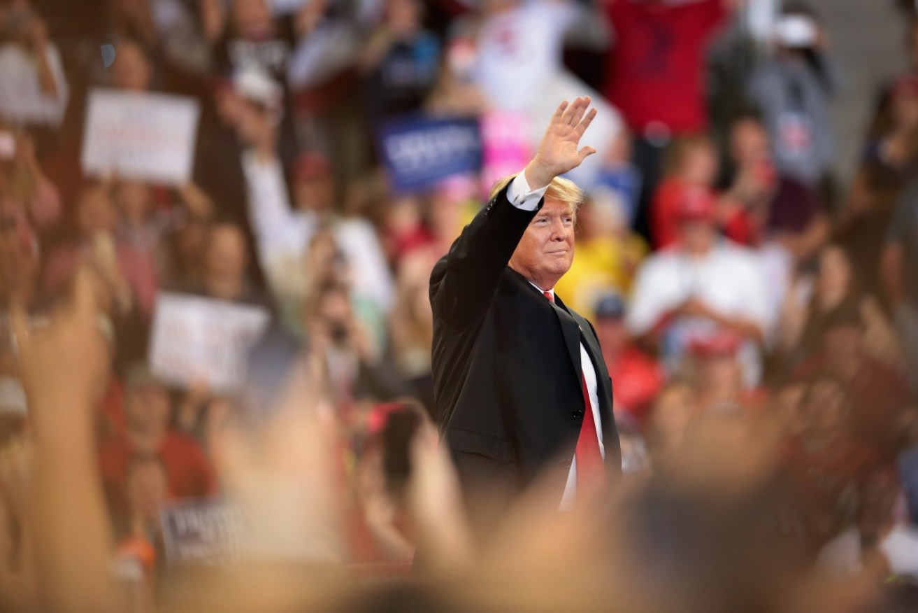 US President Donald Trump at the Duluth rally.