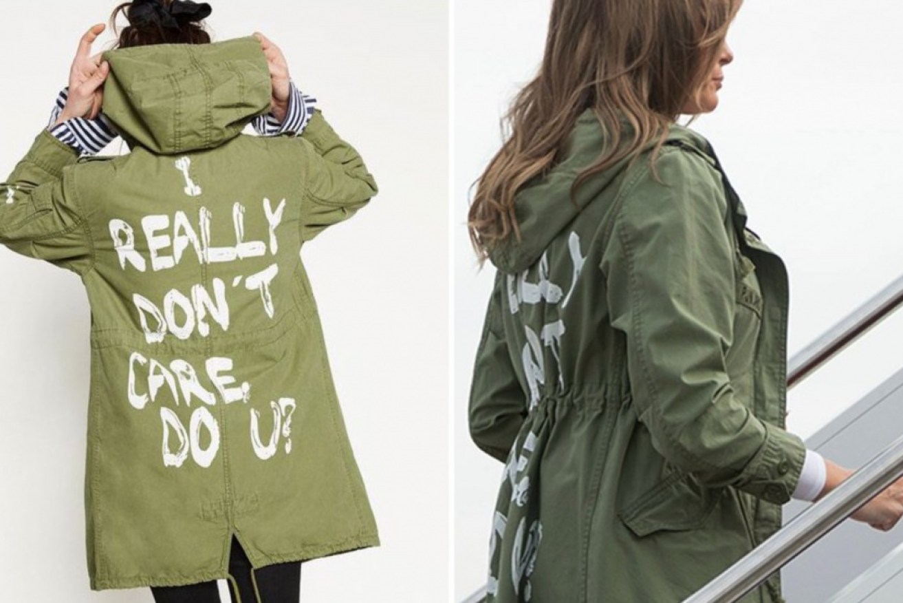 The Olive green military jacket from Zara that Melania Trump wore.