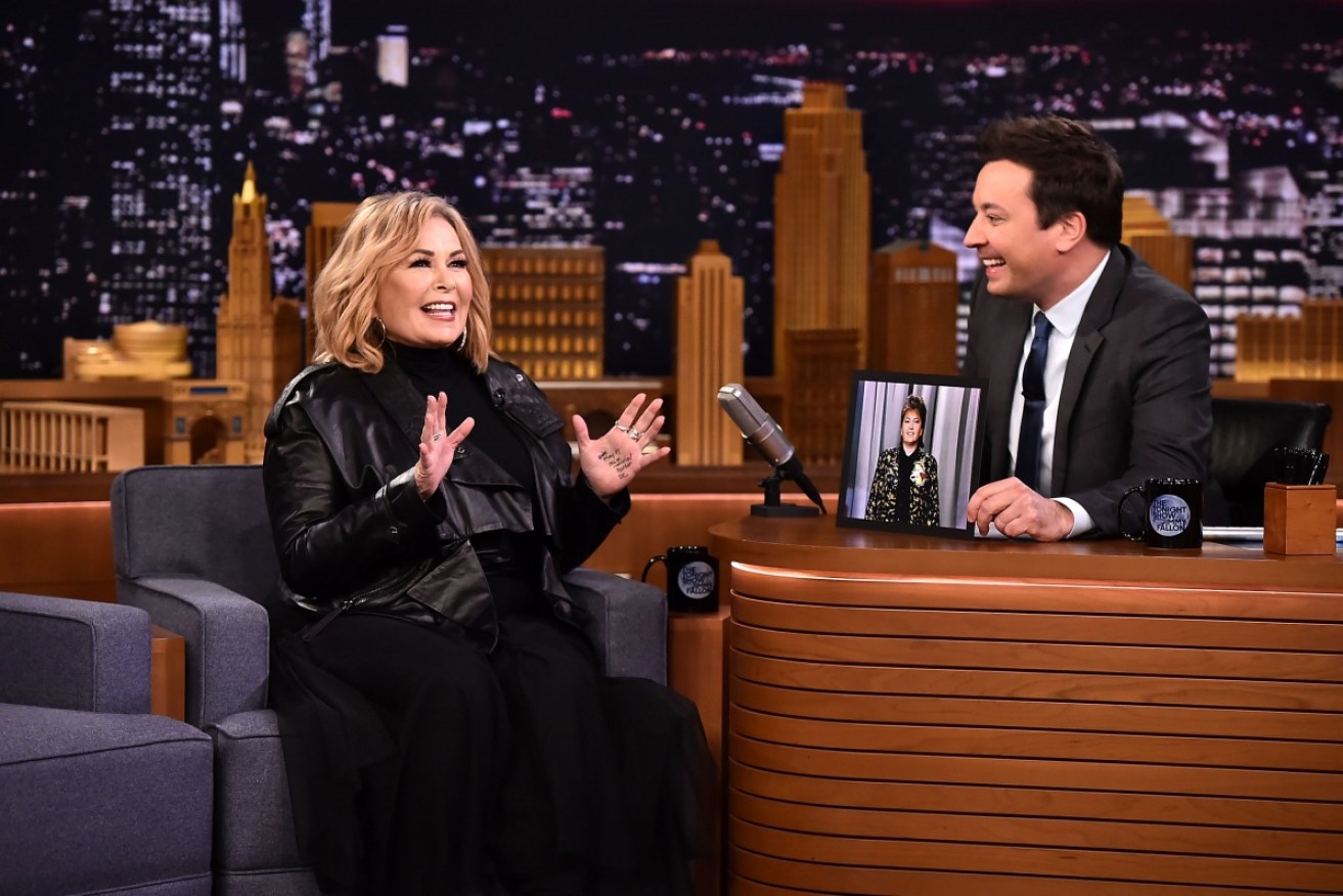 A more upbeat Roseanne Barr fronts <i>The Tonight Show Starring Jimmy Fallon</i> on April 30.