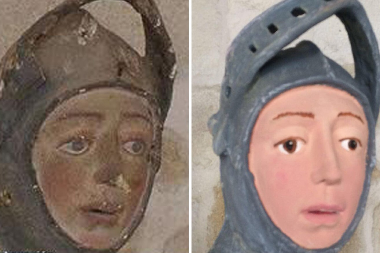 Before and after the St George statue restoration.