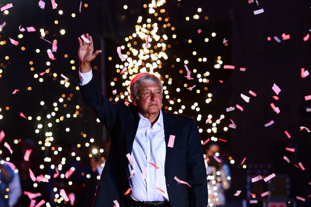 Mexico's presidential candidate Andres Manuel Lopez Obrador, at a rally in Mexico City.