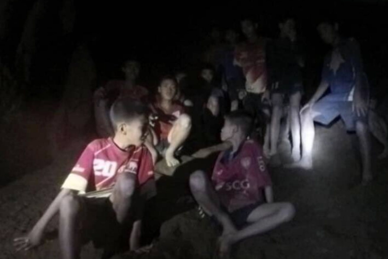 An image of the boys in the cave, released by Thai Royal Navy Seals.
