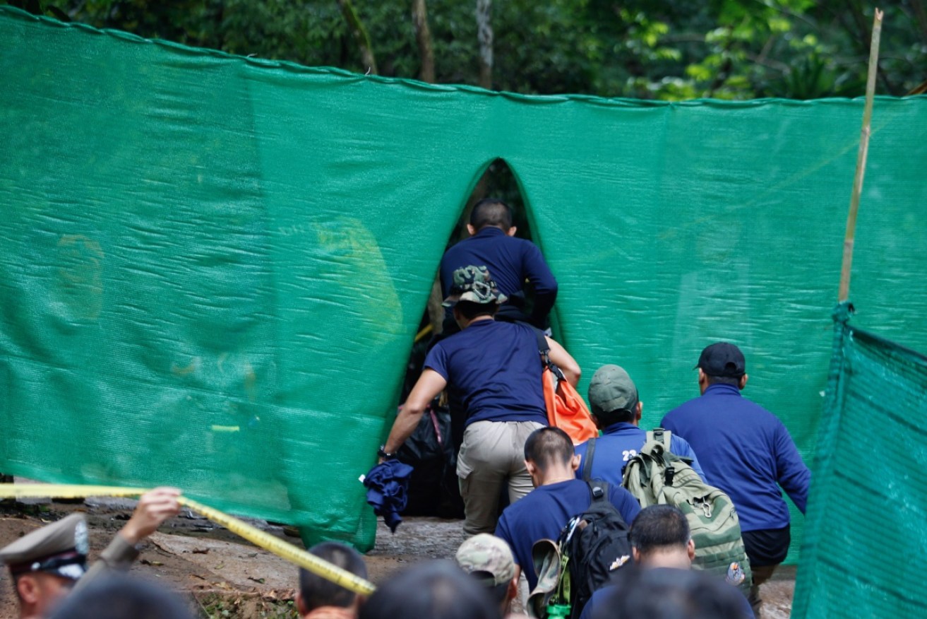 Thai military personnel get ready for the rescue operation.