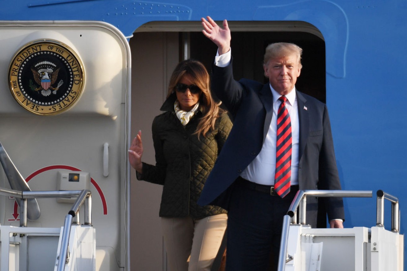 Amid a reported $8 million security detail, the Trumps were taken directly to one of of their privately-owned golf courses.