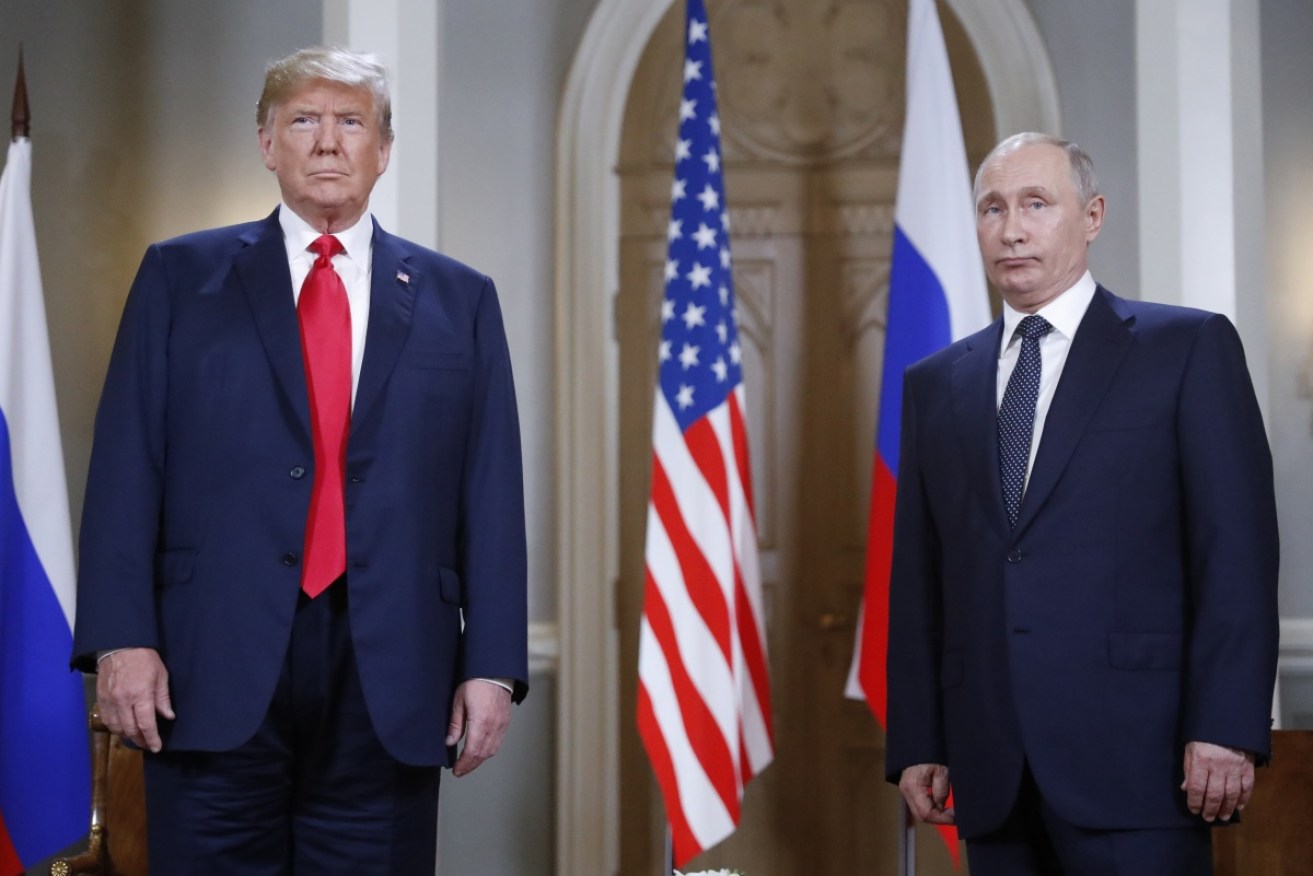 Donald Trump and Vladimir Putin front the media before their summit. 