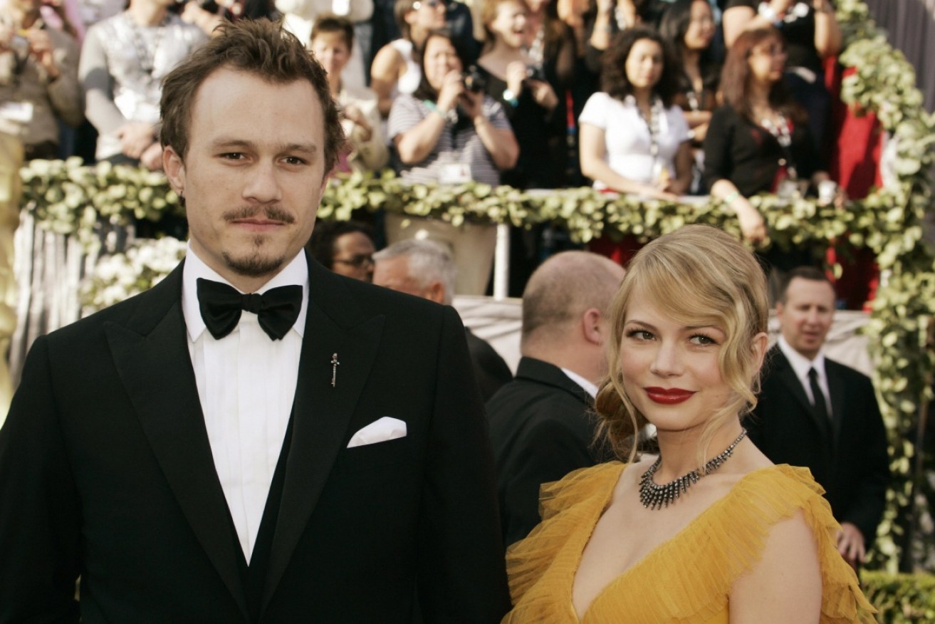 Heath Ledger and <i>Brokeback Mountain</i> co-star and girlfriend Michelle Williams at the 2007 Oscars, where both were nominees.