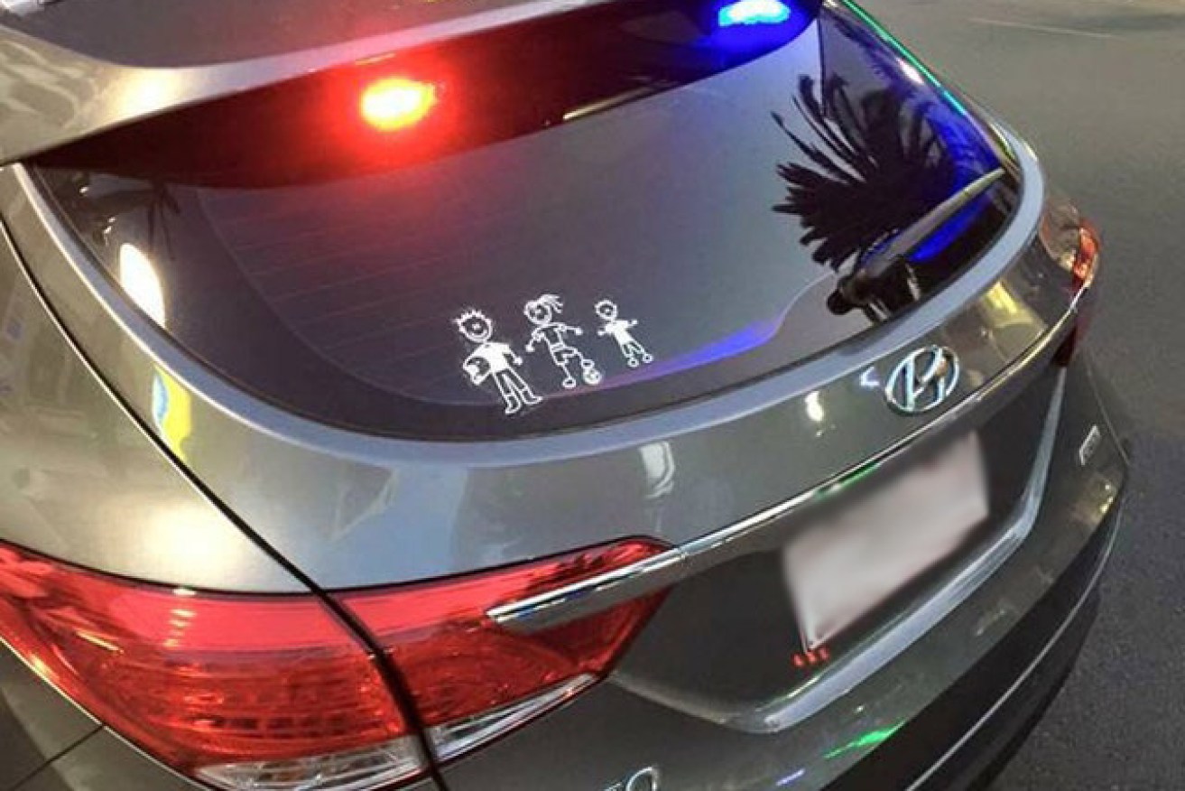 Unmarked Queensland Police cars use tactics like My Family stickers to be inconspicuous.