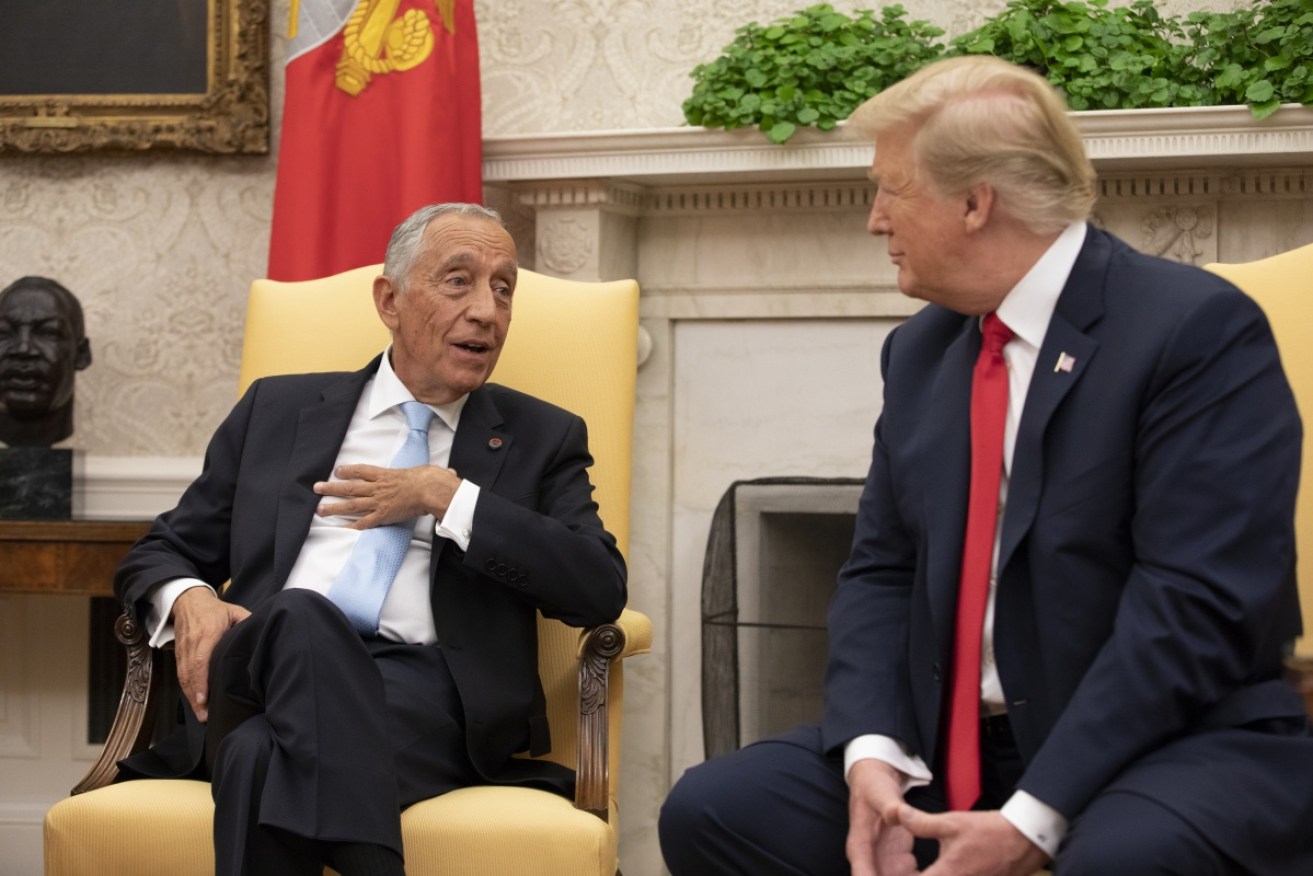 European connections: Donald Trump meets with the President of Portugal Marcelo Rebelo de Sousa in the Oval Office at the White House. 