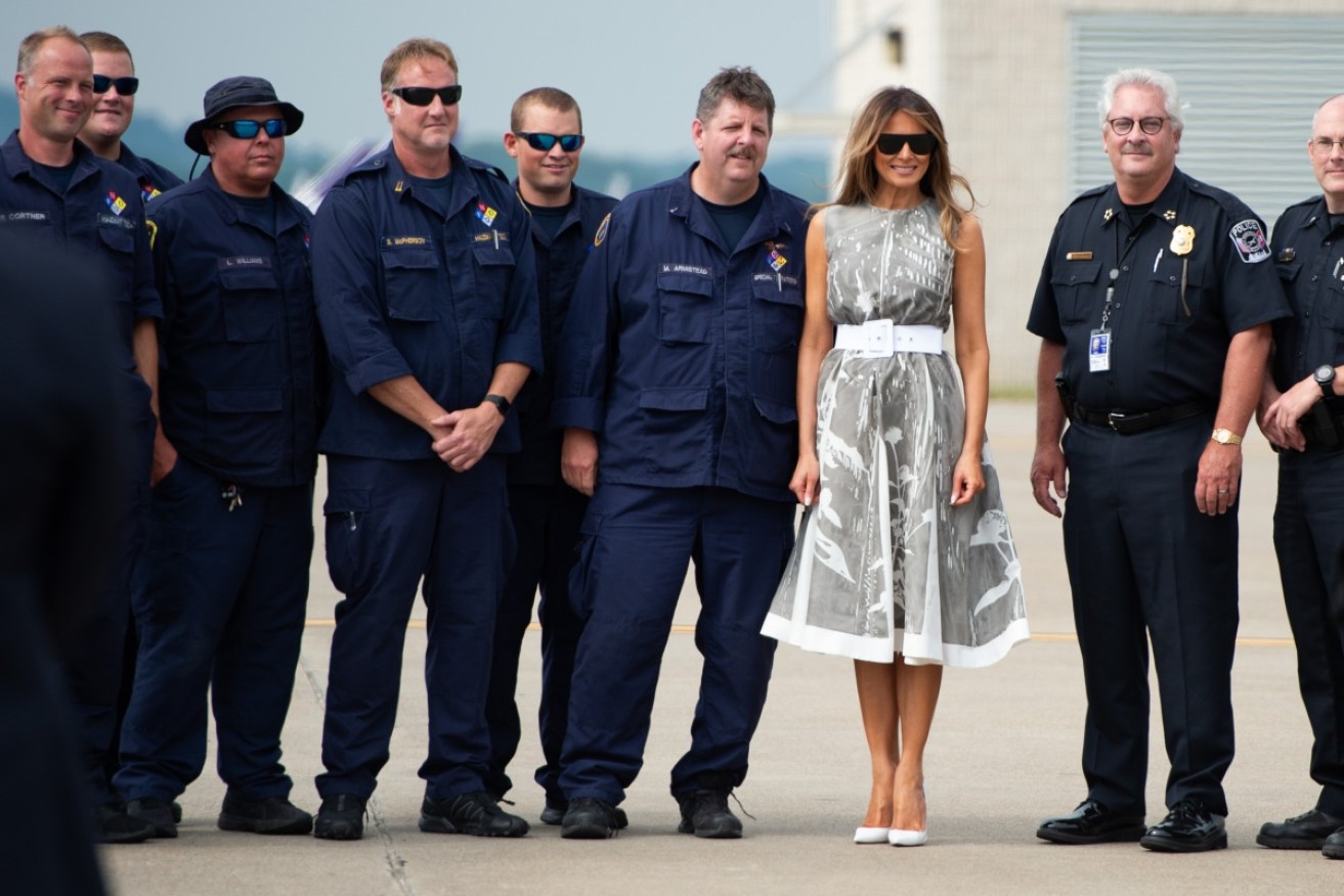 Melania Trump gets what she called a "warm welcome" from police in Nashville on July 24.