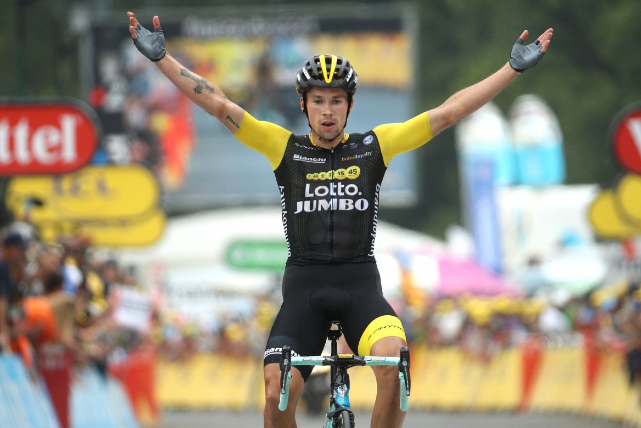 Roglic stormed home to win the stage.