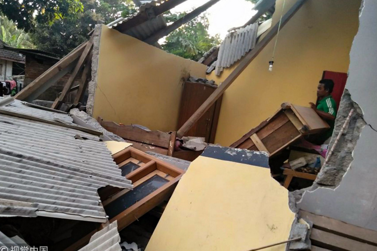 One minute it was a house, the next it was rubble by the Lombok quake.