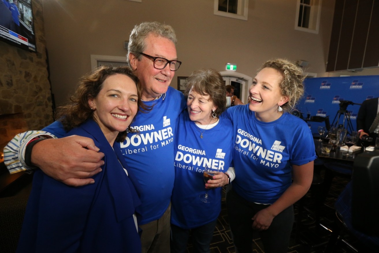 Georgina Downer enlisted the help of her family, father Alexander, mother Nicky and sister Henrietta in the Mayo by-election.