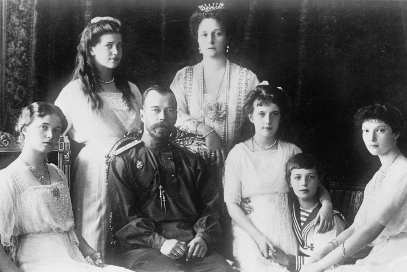 The Romanov family: from left, Olga, Marie, Tsar Nicholas, Tsarina Alexandra, Anastasia, Alexei and Tatiana in 2013.