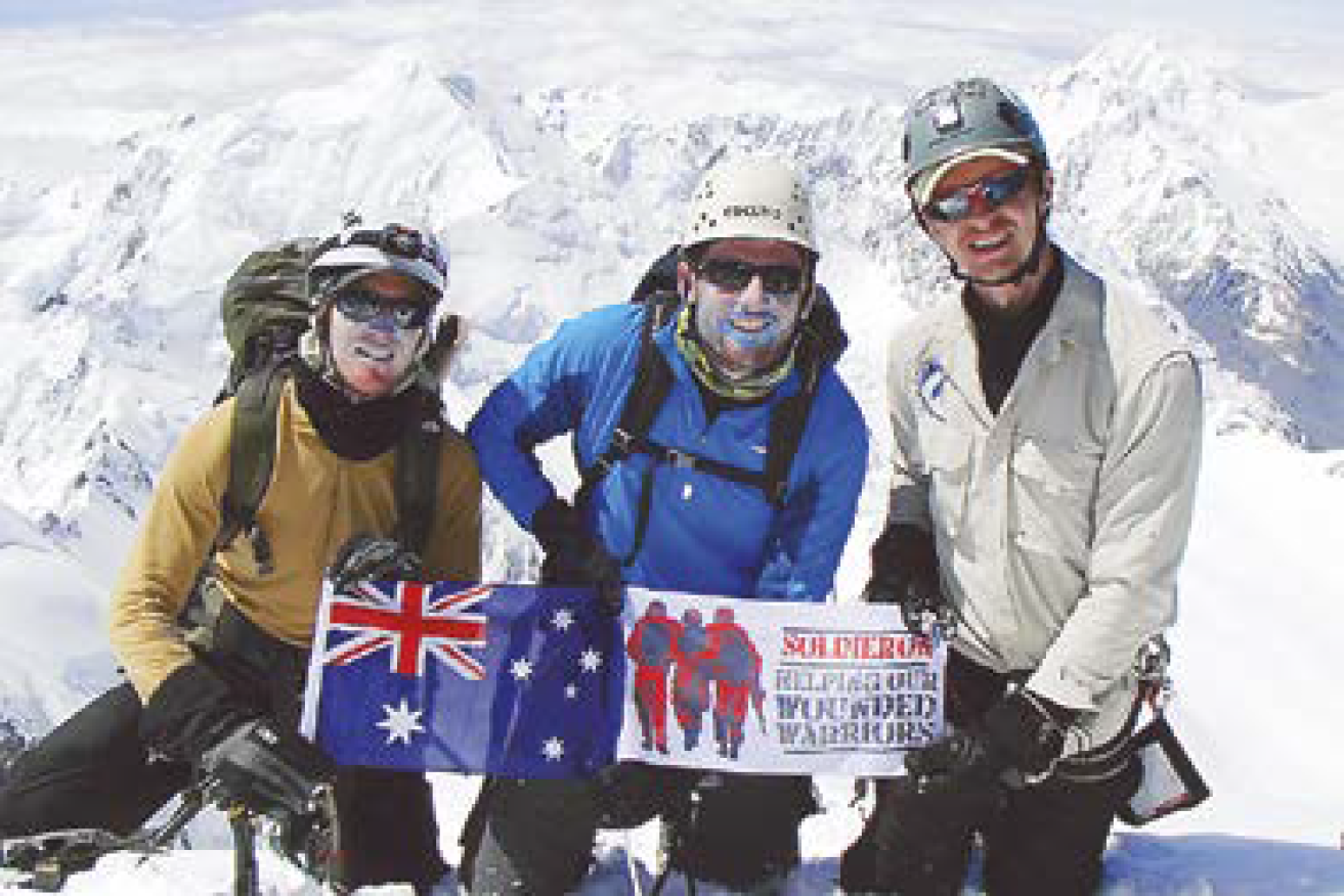 Lieutenant Terry Harch (middle) climbed New Zealand's highest peak Mt Cook in 2014 to raise money for Soldier On.