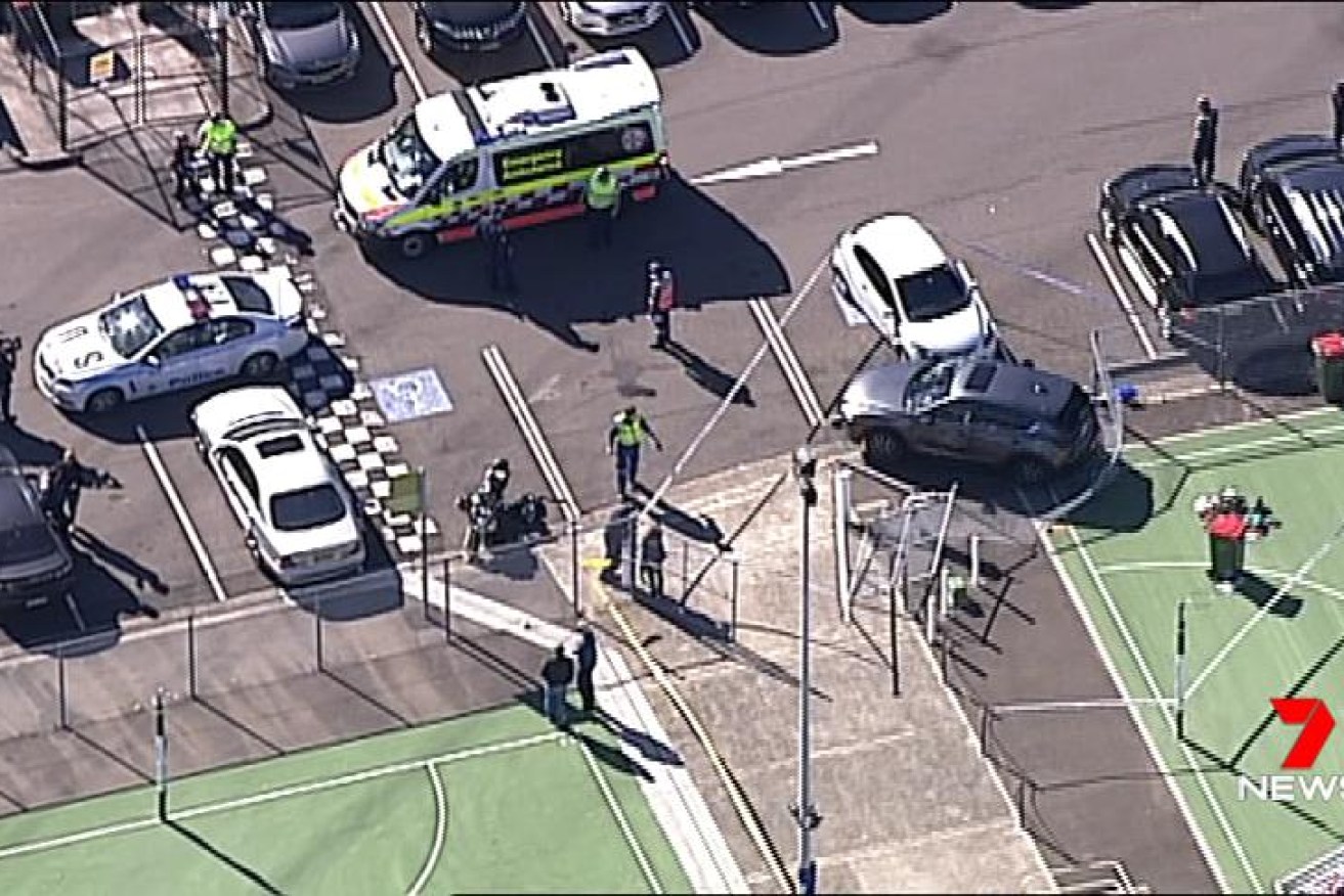 A car struck two people at a Sydney netball ground on Saturday.
