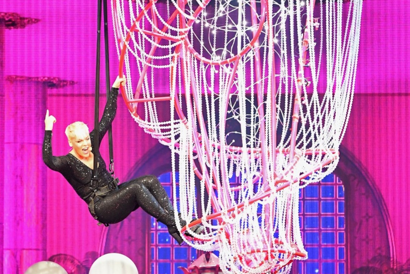 Pink's on-stage acrobatics would not be out of place at Luna Park. 