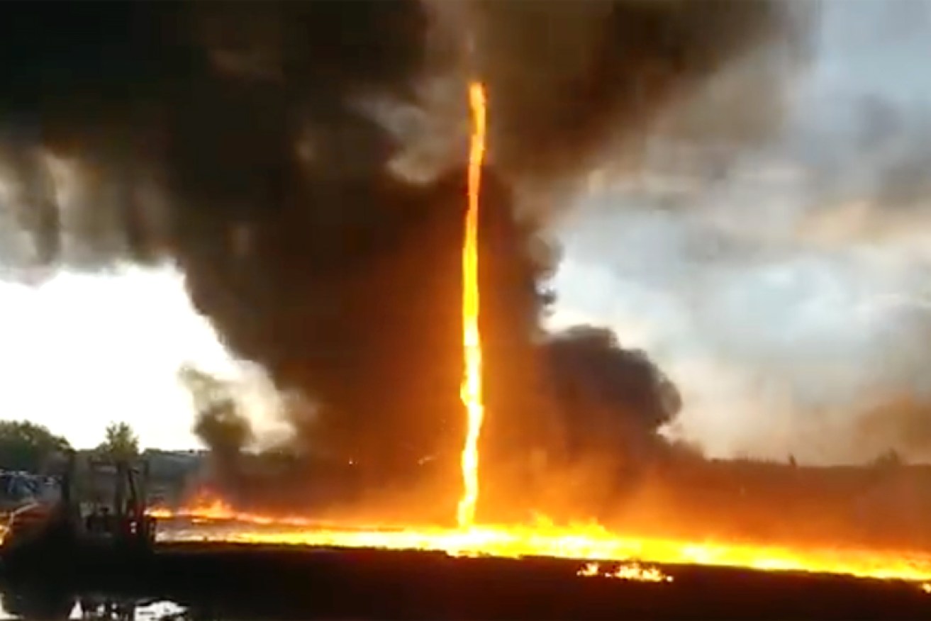The firenado as captured on video by firefighters.