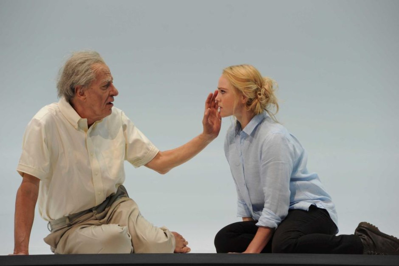 Geoffrey Rush on stage with Eryn-Jean Norvill during the production of <i>King Lear</i>, the encounter that started it all. 