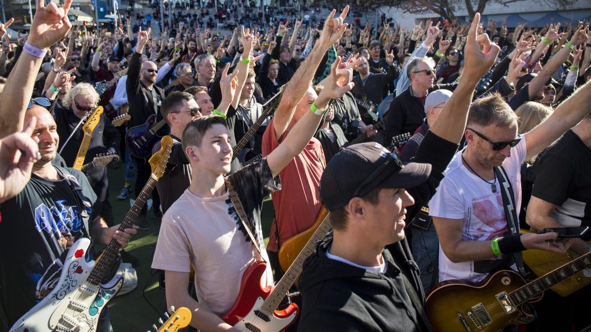 Hellraisers unite for electric guitar world record in Sydney