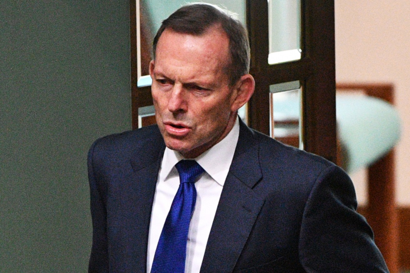 The former PM Tony Abbott arrives for question time on Tuesday, after a bruising party room meeting.