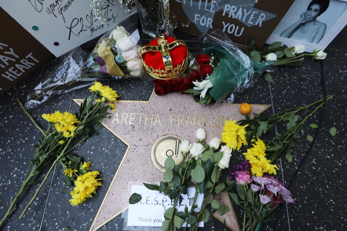 Fans rushed to pay tribute at Franklin's star on the Hollywood Walk of Fame.