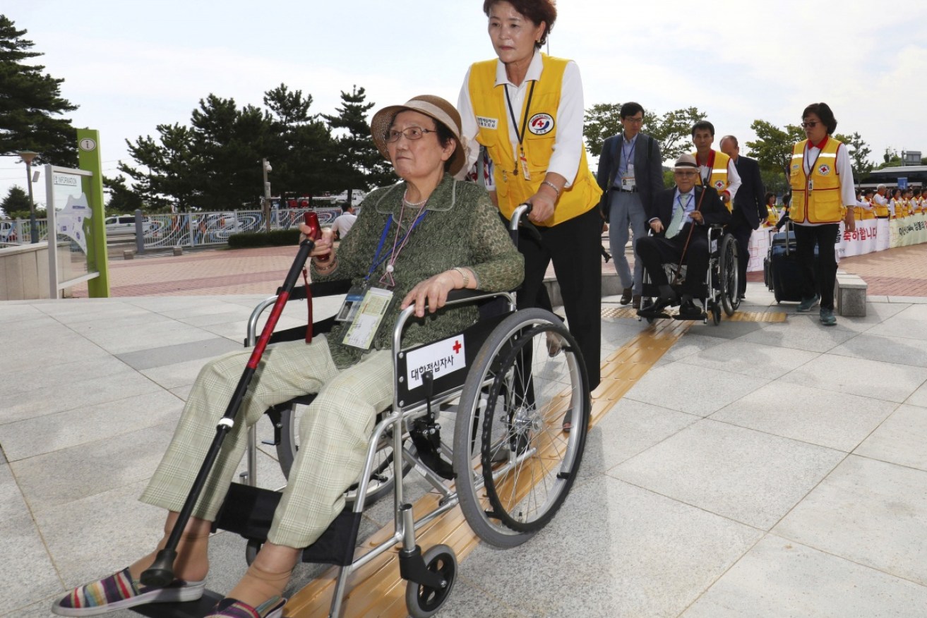 Elderly South Koreans on their way for a long-awaited visit to relatives in the isolated North.