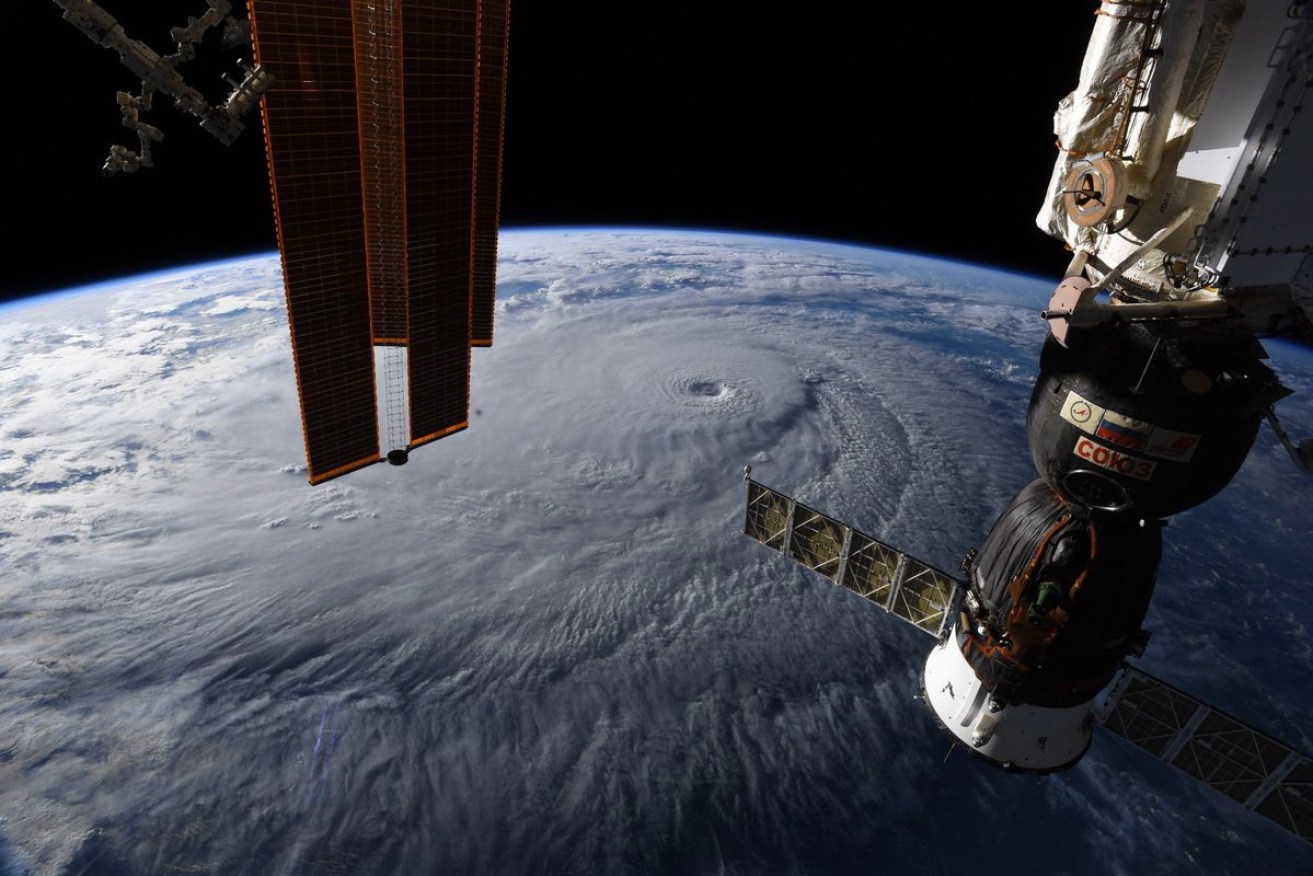 An image taken by the International Space Station shows Hurricane Lane in the Central Pacific Ocean, near Hawaii.