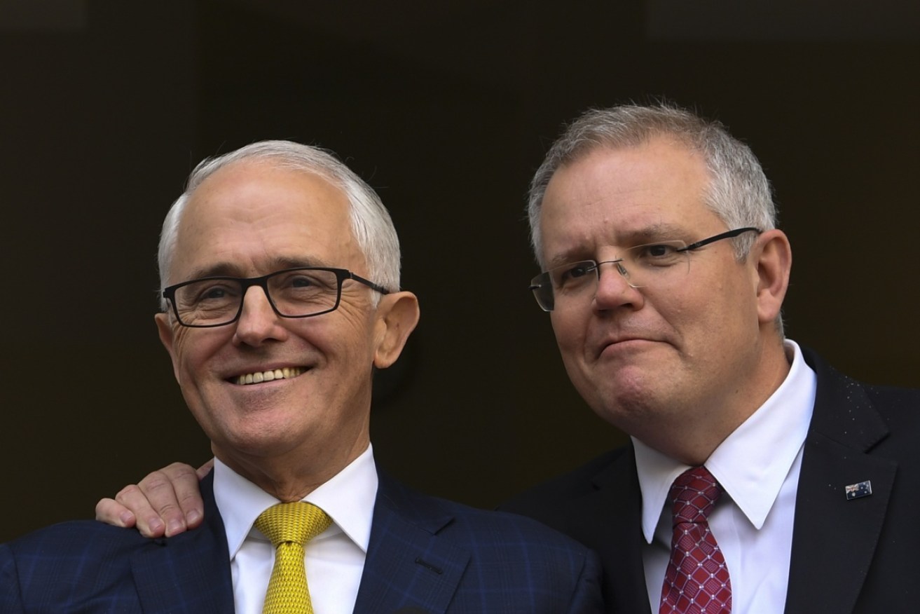 Malcolm Turnbull and Scott Morrison at the height of last August's Liberal leadership turmoil.