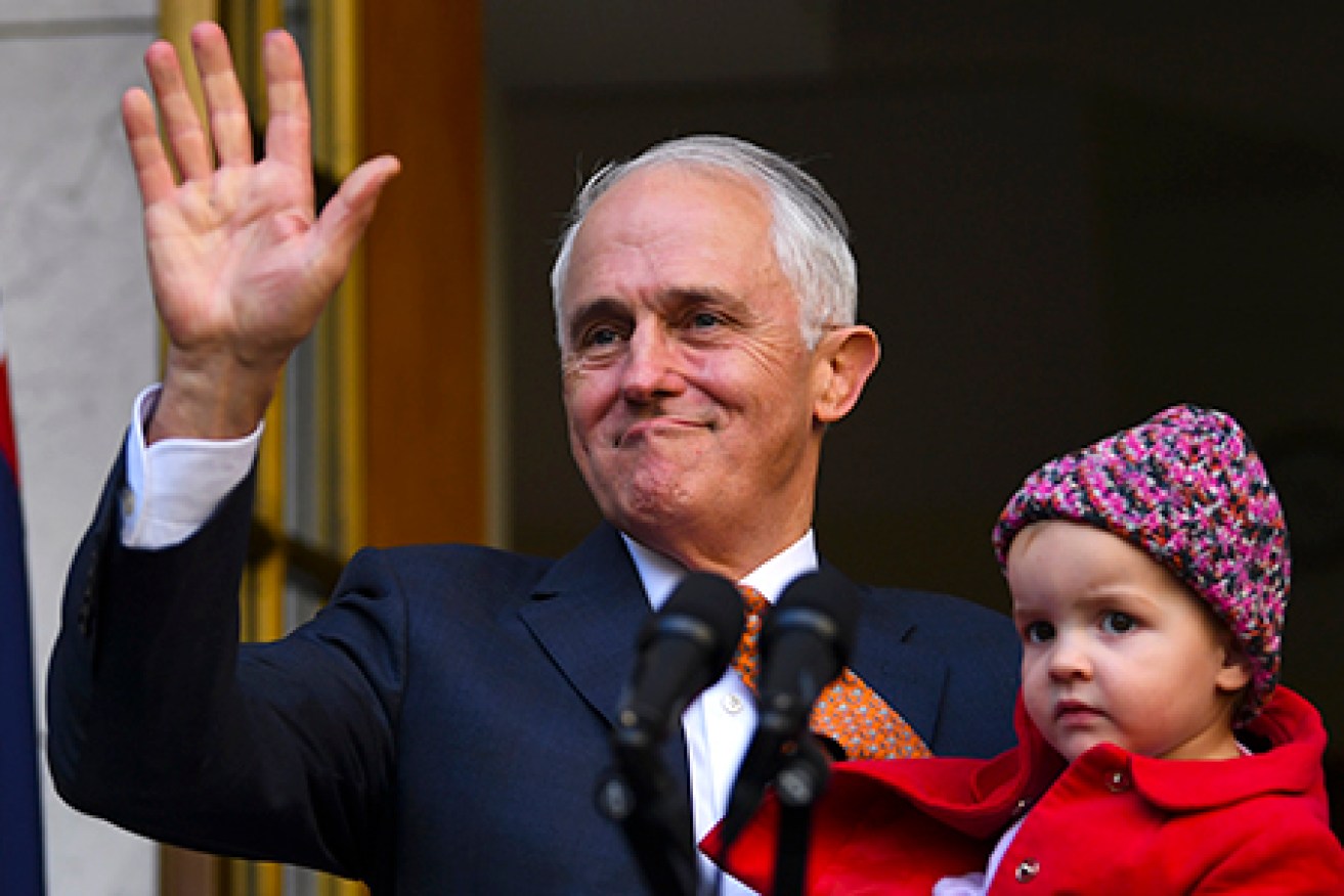 Goodbye for now ... Mr Turnbull, with granddaughter Alice, says goodbye to the prime ministership