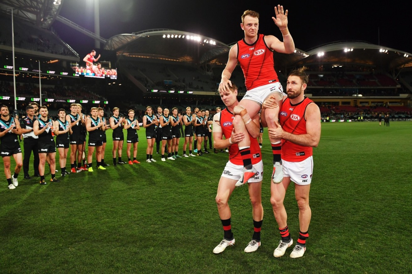 Essendon's Brendon Goddard farewell's the Bombers with a win. 