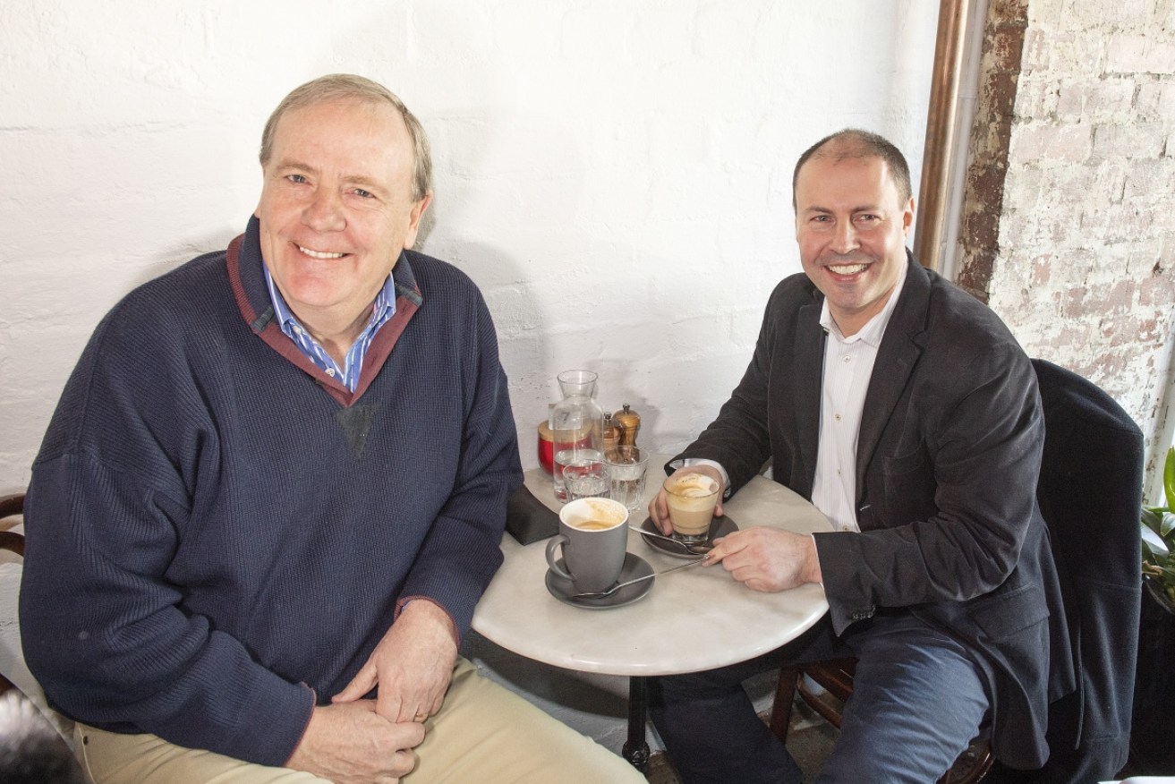 Former treasurer Peter Costello has a coffee date with Josh Frydenberg. 