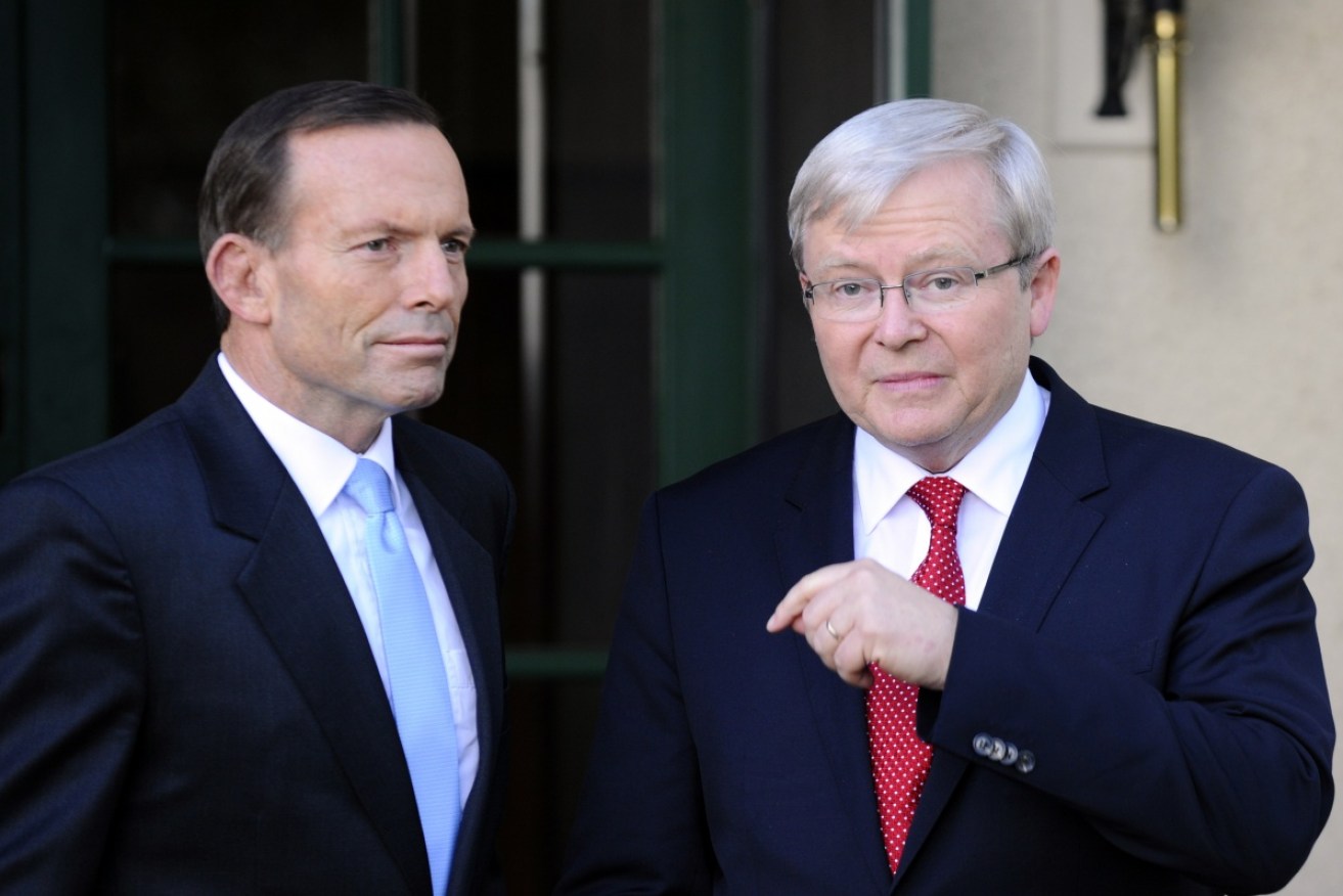 Mr Rudd said Mr Abbott has never cared about policy, and  'only cared about politics and winning at any cost'. 