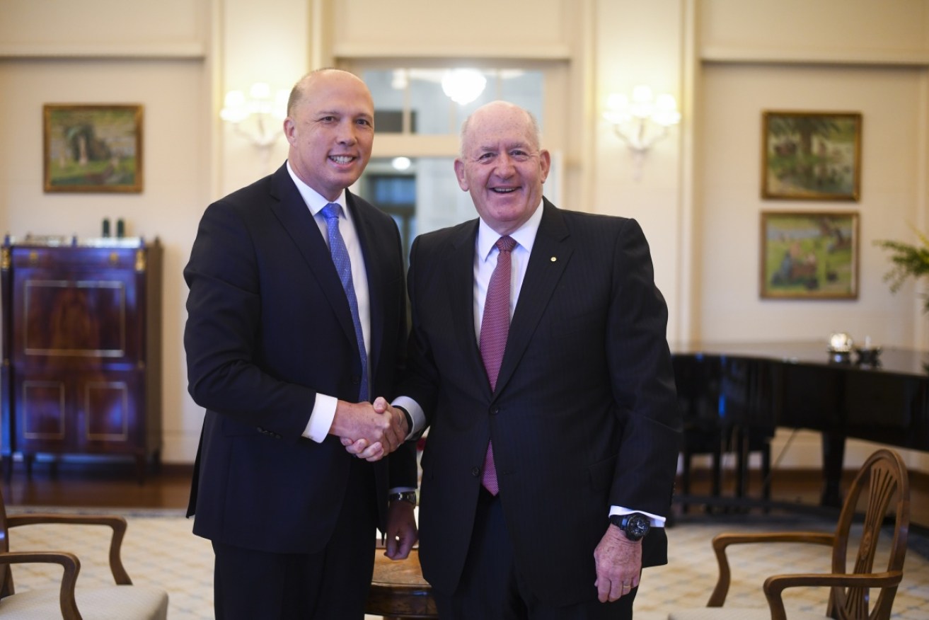 Peter Dutton after being sworn in by the Governor General. 
