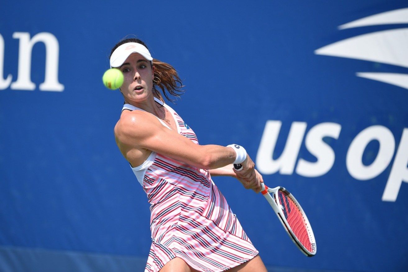 Alize Cornet during her first-round match at the US Open.