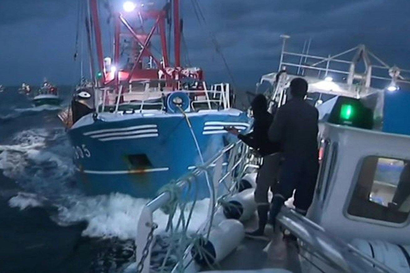 French and British fisherman clashed at sea over fishing rights. 
