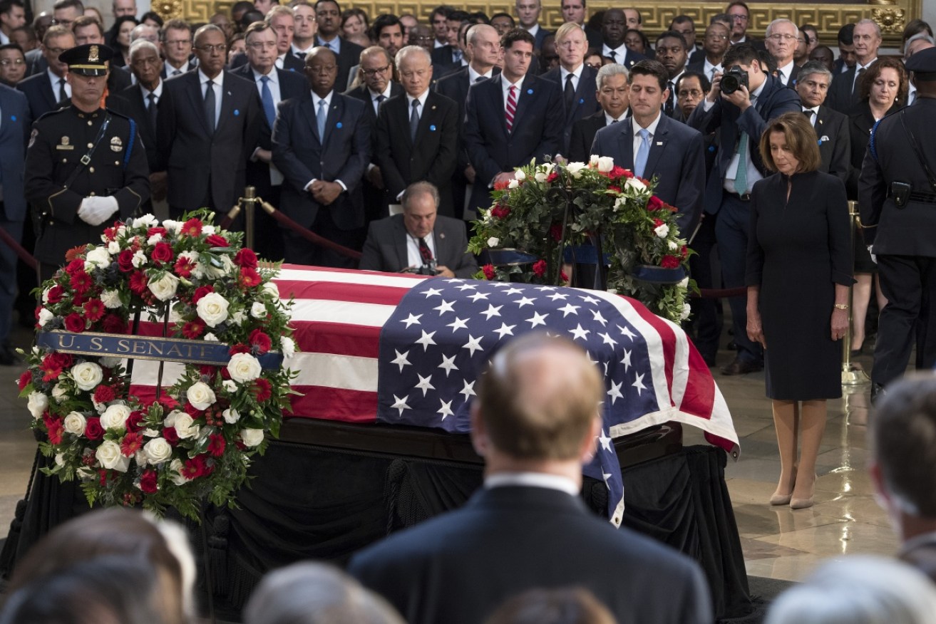 Congressional leaders say goodbye to the late Senator John McCain.