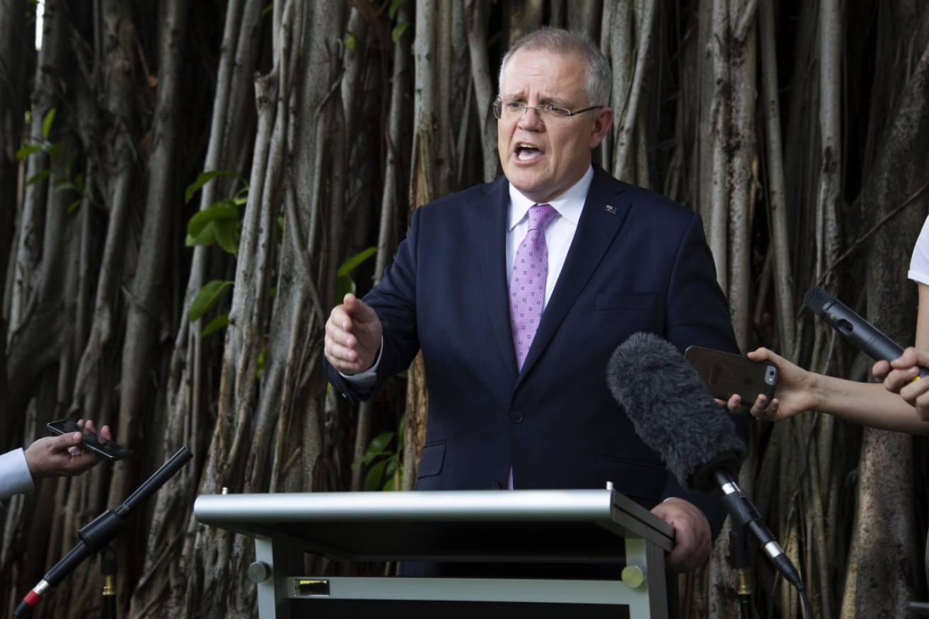 Prime Minister Scott Morrison speaks to media during his trip to Indonesia.