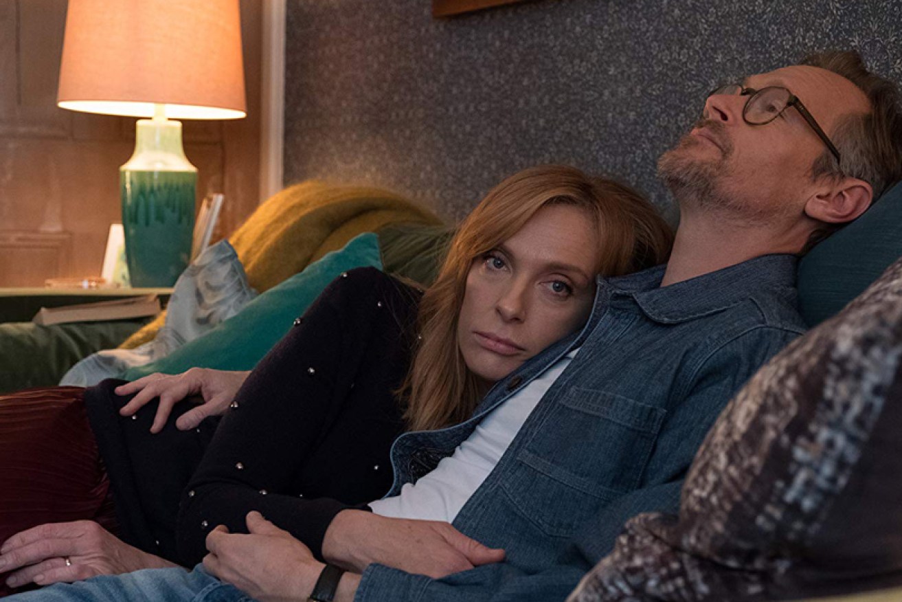 The BBC's <i>Wanderlust</i> "just gives you another perspective" on marriage, said star Toni Collette (with Steven Mackintosh.)