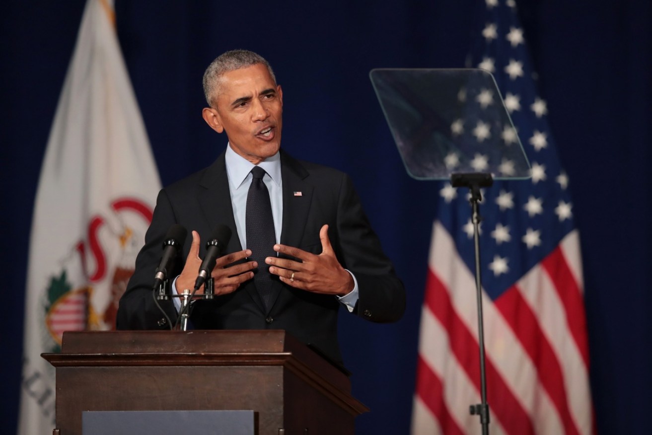 Former US president Barack Obama made his campaign trail comeback in Illinois on Friday.
