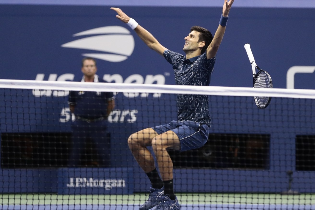 Novak Djokovic after winning the US Open.   
