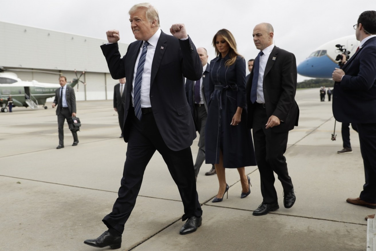 The President tweeted “17 years since September 11th!” on his way to the memorial.