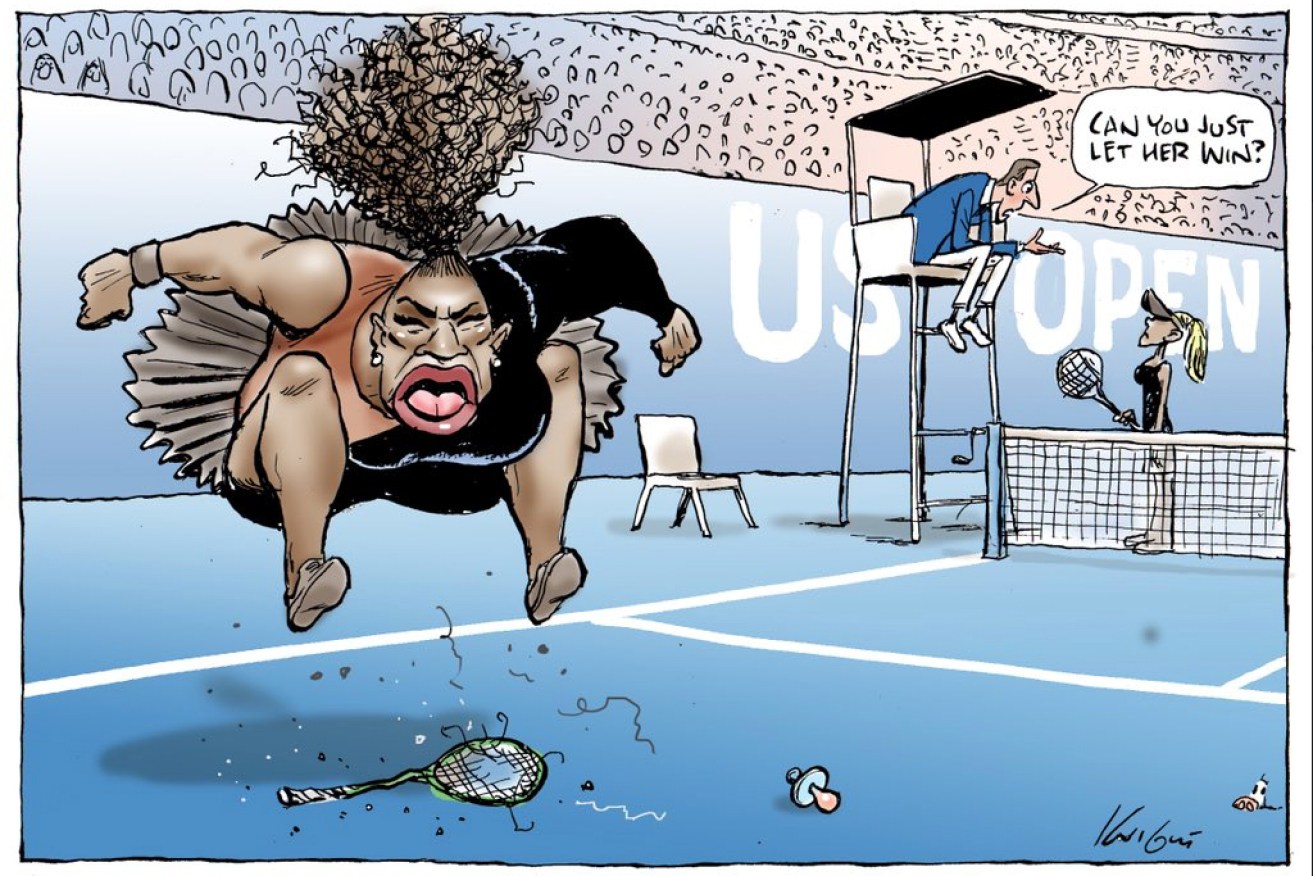 Serena Williams as depicted in Mark Knight's controversial cartoon. 