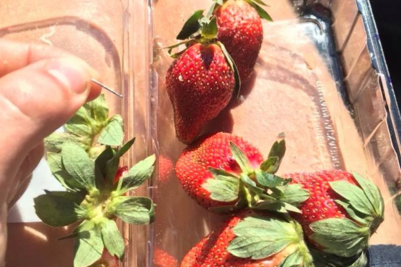 Consumers urged to throw out strawberries bought in past week after sewing needles were found inside.

